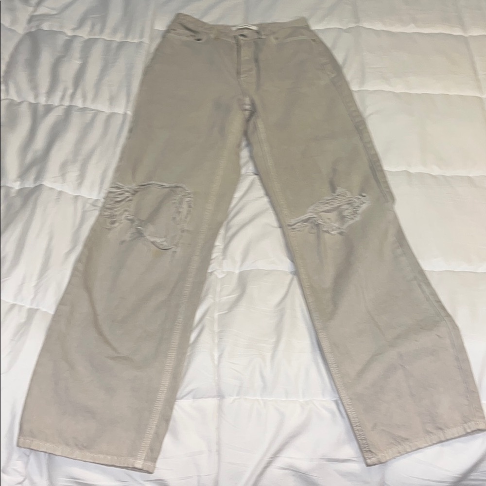 Pacsun women’s 90s boyfriend Distressed Beige jeans size 25